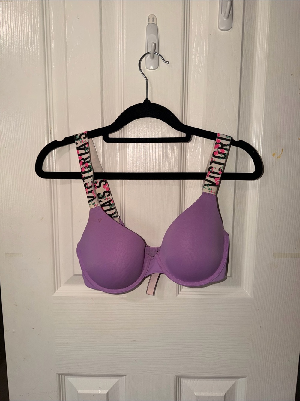 Victoria's Secret Purple Molded T-Shirt Bra with Logo Straps